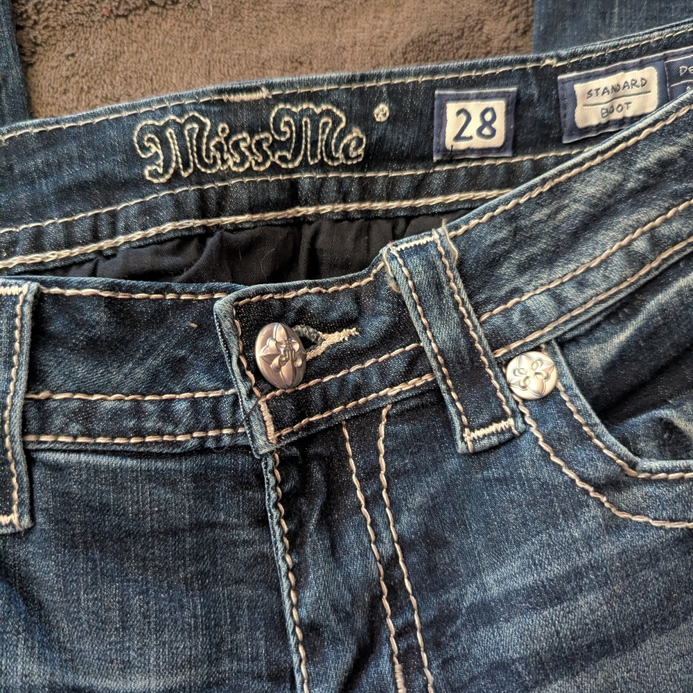 Miss Me Women's Flare Jeans - Dark Blue - Picture 4 of 4